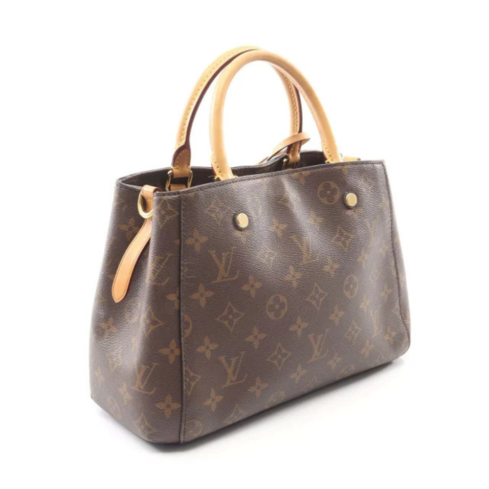 Louis Vuitton Handbag Leather Monogram Montaigne Brown Canvas 2way Brown